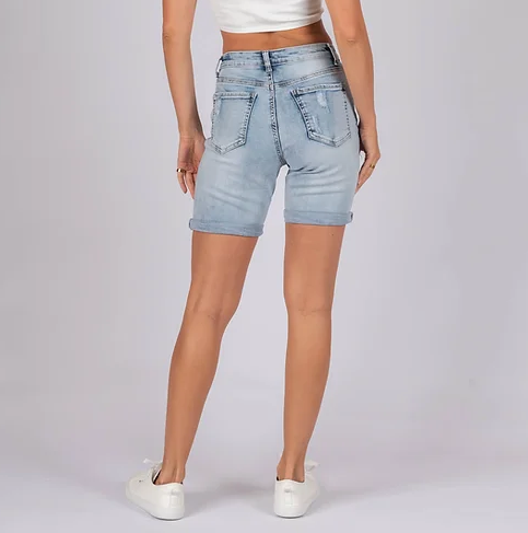 Ladies Longline Distressed short